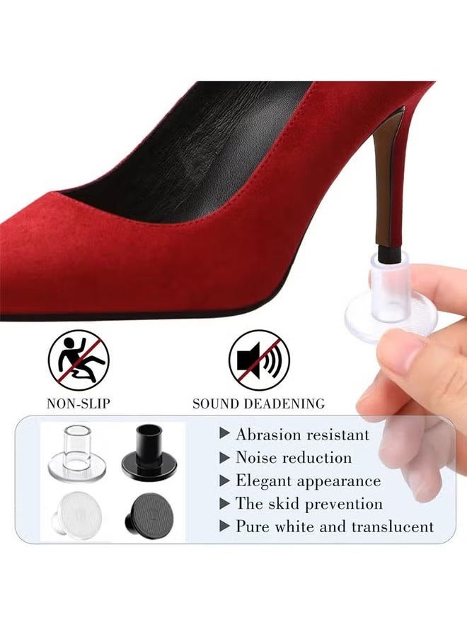 8 أزواج واقيات الكعب العالي للأحذية ذات الكعب العالي ، أحذية نسائية كعب التوفير سدادة للعشب / الأرضية غير المستوية / حفل الزفاف / الأحداث الخارجية (واضح / أسود) - Image 4